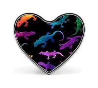 Spilla in metallo con silhouette colorate di geco, cuore e amore, ideale per abbigliamento, borse e cappelli da uomo e donna.