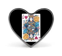 Spilla in metallo divertente a forma di cuore con fante di cuori, 2,5 cm | Accessori originali per abbigliamento, cappelli, borse e cravatte per uomo e donna