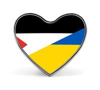 Spilla in metallo divertente con bandiera di Palestina e Ucraina, forma a cuore, 2,5 cm | Accessori originali per abbigliamento, cappelli, borse, cravatte, decorazioni per uomo e donna
