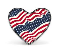 Spilla in metallo divertente con bandiera statunitense che sventola, 1 pollice, a forma di cuore, per vestiti, cappelli, borse, accessori, cravatte, decorazioni