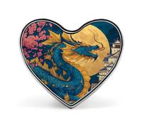 Spilla in metallo divertente con luna e drago cinese da 1 pollice a forma di cuore, per vestiti, cappelli, borse, accessori, cravatte, decorazioni