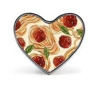 Spilla in metallo divertente con polpette e spaghetti, a forma di cuore, da 1 pollice, per vestiti, cappelli, borse, accessori, cravatte, decorazioni