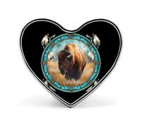 Spilla in metallo divertente Dreamcatcher1 Bison da 1 pollice a forma di cuore, spilla per vestiti, cappelli, borse, accessori, cravatte, decorazioni