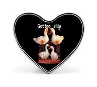 Spilla in metallo divertente "God Too Silly Goose" da 1 pollice a forma di cuore, per vestiti, cappelli, borse, accessori, cravatte, decorazioni