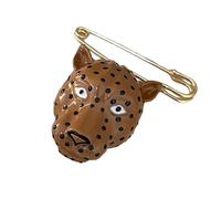 Spilla in metallo smaltato a forma di leopardo, stile retrò, per cappotti alla moda, con rivestimento vintage, Medium, come descritto