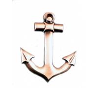 Spilla in metallo smaltato con ancora in barca (finitura anticata)