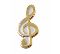 Spilla in metallo smaltato con chiave di violino e oro