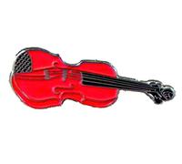 Spilla in metallo smaltato con violino musicale orchestrale (rosso)