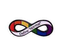 Spilla in metallo smaltato duro con scritta "Define Normal", per autismo, accessorio per gioielli H8A2, simbolo dell'infinito, spille internazionali, per autismo, neurodiversità infinita e bisexua