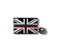 Spilla in silicone 3D sottile con bandiera britannica Union Jack, linea rossa sottile