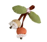 Spilla in tessuto portatile con ciliegie e biancospino, dettagli fatti a mano, versatile per abiti, giacche, borse, spilla in tessuto con frutta, Misura unica, come descritto