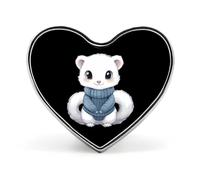 Spilla in visone bianco per donna e uomo, spilla con distintivo a forma di cuore per festa e matrimonio