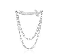 Spilla islamica con spada Zulfiqar e catena Gioielli religiosi musulmani sciiti Design con calligrafia araba Regalo per uomini e donne (Argento)