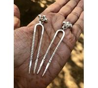 Spilla Juda fatta a mano in argento 925 2 pezzi, bastone per chignon per cape...