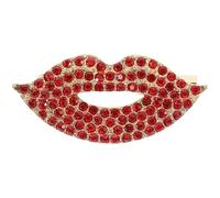 Spilla Labbra Rosse 1 Pezzo Cristalli, Lega Elegante per Donna | Accessorio Moda Chic, Finitura Lucida a Tre Strati, per Feste e Invitate al Matrimonio, Rosso Nero