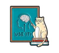 Spilla leggera e portatile con design a forma di gatto e insegnante, incoraggiante attività di pensiero, facile da attaccare