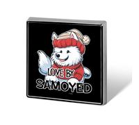 Spilla "Loved by A Samoyed" per uomo e donna, spilla quadrata da colletto o risvolto per giacca e abito.