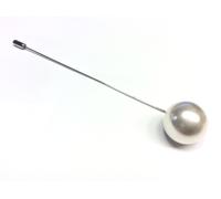 Spilla metal con perlone bianco cm 12