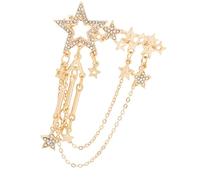 Spilla moderna a forma di stella a cinque punte con pietre scintillanti, accessorio da indossare tutti i giorni o occasioni speciali Spilla con frange e nappe, Misura unica, come descritto