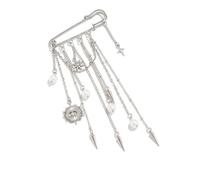 Spilla multiuso con perle e strass con catena in metallo per decorazione della vita e accessorio per abbigliamento, accessorio alla moda per ciondoli