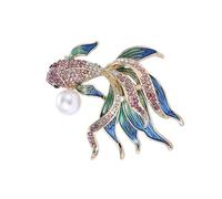 Spilla multiuso divertente sofisticata a forma di pesca dorata, design elegante, accessorio portatile alla moda per artisti e abiti quotidiani spilla con strass, One Size, come descritto