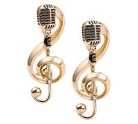 Spilla Musicale a Forma di Microfono e Nota Musicale in Lega Oro 2 Pezzi
