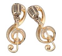 Spilla Musicale Retrò Microfono e Nota Musicale 2 Pezzi in Lega Oro