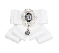 Spilla Nastro di Seta Con Fiocco Cristallo Strass Papillon Per Uomini E Signore Camicia Da Sposa Jabot Collare Prelegato Fermacravatta Fiocco, bianco, Taglia unica