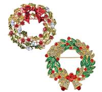 Spilla Natale di Forma Rotonda, Spilla Natalizia in Stile Moda, Spille per Fiori in Cristallo Faux Spilla per Natale con Strass Rossi e Bianchi, Vintage Jewelry Broche Pins