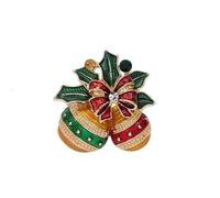 Spilla Natalizia con Campanella da Bavero per Donne e Ragazze CZ Fiocco Rosso Nodo Campana Scintillante Spilla Smaltata Clip Maglione Abito Spille Moda Natale Decorazione Festiva Forniture