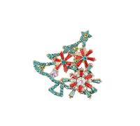 Spilla natalizia con cristalli e chiusura a perno in lega, gioiello da donna di lusso a forma di albero di Natale, Misura unica, come descritto