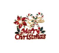 Spilla natalizia con cristalli per donne, simpatiche, uniche, con renna, albero di Natale, fiocco di neve, campanella, smaltata, regalo per feste, Lega di acciaio Metallo, Non pietra preziosa