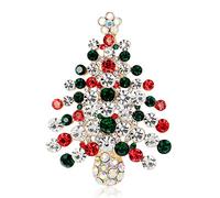 Spilla natalizia con strass di cristallo, per donne e ragazze, con zirconia cubica colorata, con Babbo Natale, pupazzo di neve, campanelle, gioielli, decorazione per Natale, Capodanno, feste, vestire