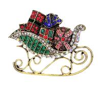 Spilla Natalizia da Giro in Slitta per Donne e Ragazze Uomo Multicolore Strass Regali Spille Clip Bavero Giacche Abiti Spille Delicati Vestiti Accessori Gioielli Regali di Natale