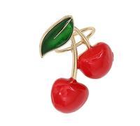 Spilla natalizia in metallo con ciliegie in stile cartone animato per abiti quotidiani e feste eventi fatti a mano accessori di abbigliamento accessori per le vacanze, Misura unica, come descritto