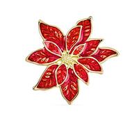 Bling Jewelry Spilla Natalizia Smaltata Bianca E Rossa A Forma di Grande Fiore per Feste E Party, da Indossare su Sciarpe Natalizie, per Donne, Placcata in Oro