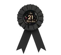 Spilla nera con scritta "Happy 21st Birthday" in latta, colore nero e oro, per ragazze, per il 21° compleanno, decorazioni per feste di compleanno, banda stagnata, Rosstte