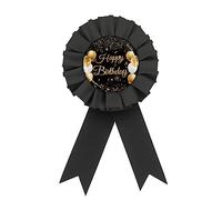 Spilla nera in latta con scritta "Happy Birthday", corona dorata, per ragazzi e ragazze, con scritta "Happy 21st/30th/40th/50th Birthday", divertenti decorazioni per feste di compleanno, banda