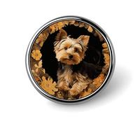 Spilla originale con motivo Yorkshire Terrier nella grotta, spilla da bavero, spilla, cravatta, gioielli, decorazioni per cappelli, giacche e camicie.