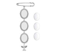 Spilla ovale per bouquet, da matrimonio, con ciondolo a forma di ala d'angelo, per madre della sposa o dello sposo, con cornice in pizzo, set per bouquet da sposo
