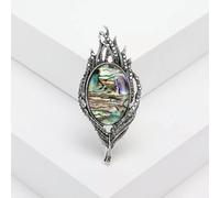 Spilla Pendente con Piuma di Conchiglia Bianca Naturale Ablone Elegante amuleto-Default