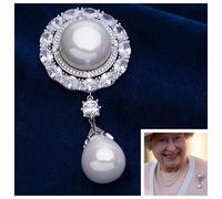 Spilla Pendente In Perla Replica, DIMENSIONE INTERA, Lusso Esclusivo & 5A CZ