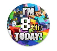 Spilla per 8° compleanno con scritta "I'm 8th Today", in acciaio inox, per ragazzi, ragazze, regalo di compleanno per celebrazioni, decorazioni, grande, 75 mm