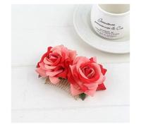Spilla per capelli a forma di rosa 3 pettini for capelli con fiori artificiali di rosa in seta doppia, romantici e fantasiosi, fermaglio for viola rosso(XGH)