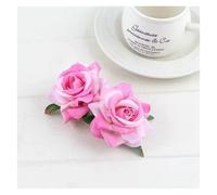 Spilla per capelli a forma di rosa 3 pettini for capelli con fiori artificiali di rosa in seta doppia, romantici e fantasiosi, fermaglio for viola rosso(PK)