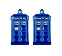 Spilla per cassetta telefonica pubblica della polizia, design dettagliato a tema TV, blu, 3 x 1,5 cm, set da 2