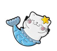 Spilla per gatti e sirene, con distintivo smaltato, elegante gioiello per animali, idea regalo per adolescenti e adulti, abbigliamento casual per potenziatori sirene e gatti, Taglia unica, come