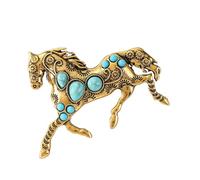 Spilla per l'anno del cavallo 2026, spilla in lega, decorata con gioielli turchese artificiale per accessori di moda di tutti i giorni, distintivi turchesi, Einheitsgröße, come descritto
