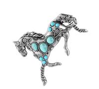 Spilla per l'anno del cavallo 2026, spilla in lega, decorata con gioielli turchese artificiale per accessori di moda di tutti i giorni, distintivi turchesi, Einheitsgröße, come descritto