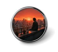 Spilla per zaino Rooftop at Dusk, spilla decorativa carina per donna, spilla da bavero da uomo per abiti, spille alla moda per cappelli, zaini, borse, giacche, camicie, risvolti da abito - Circolari